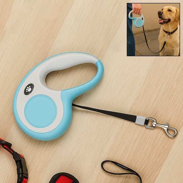 Retractable Dog Leash, Pet Walking Leash with Anti-Slip Handle, Strong Nylon Tape, Tangle-Free, One-Handed One Button Lock & Release, Suitable for Small / Medium Dog Or Cat, 16.5 ft (5 m)